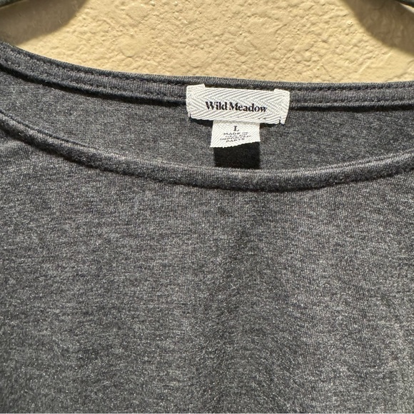 NWT Wild Meadow size Large Cropped Cinched Grey Top - Picture 3 of 7